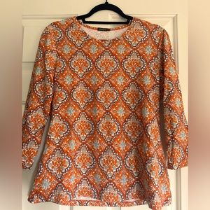 J. McLaughlin orange top 3/4 sleeve sz L